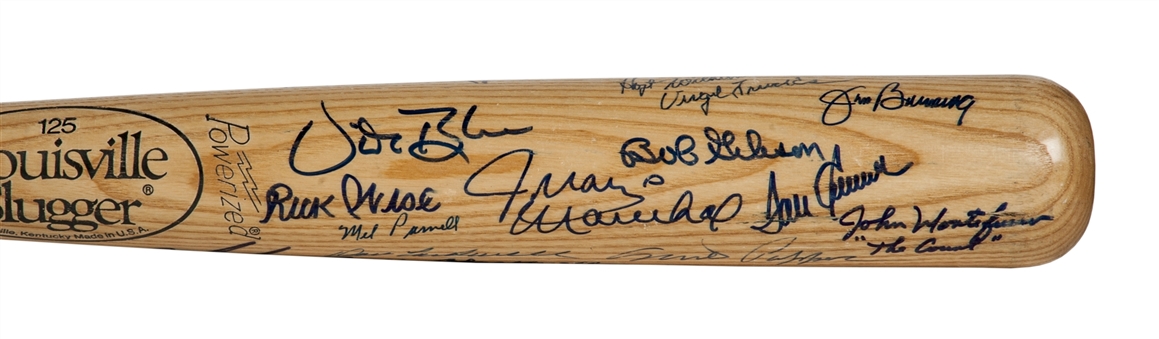 Baseball No-Hitters Pitchers Multi-Signed Bat (32 Sigs Incl. Spahn, Ryan, Feller)(PSA/DNA Pre-Cert)